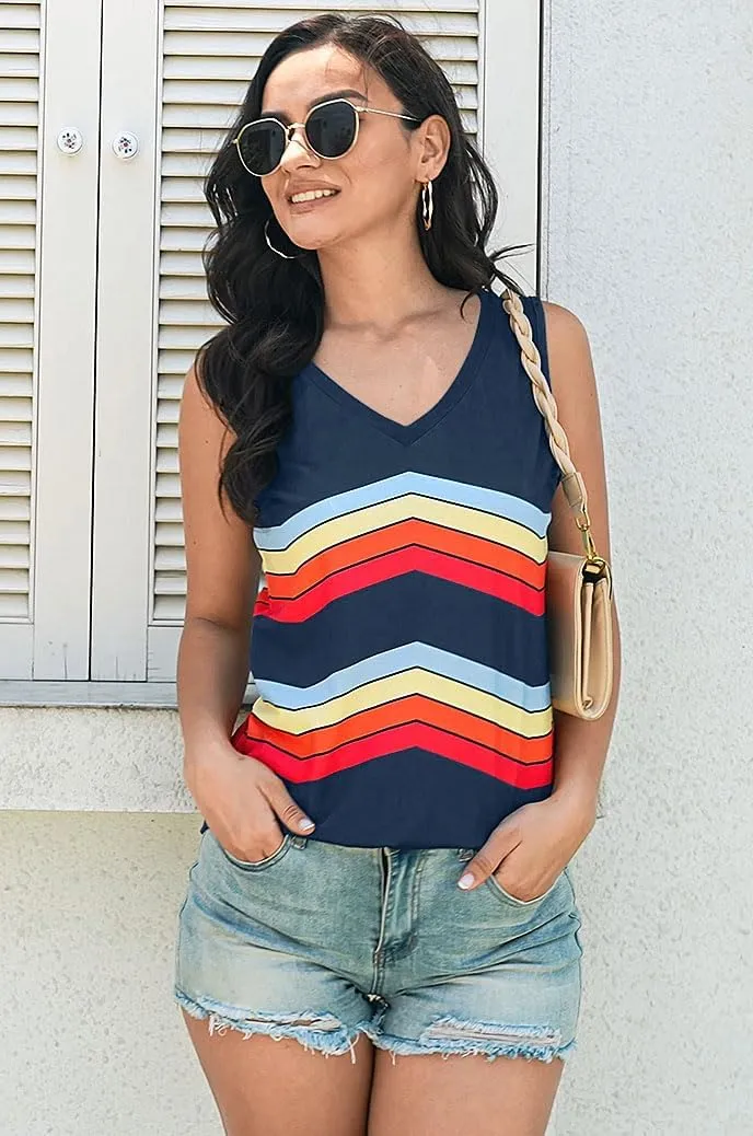 ETCYY Women's Sleeveless V Neck Tank Tops Summer Trendy 2025 Causal Cute Printed Loose Fit Workout Athletic Yoga Shirts