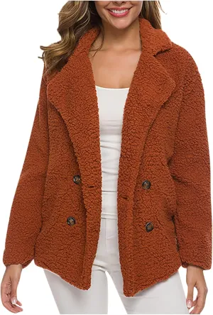 Fleece Winter Jacket for Women,Women's Fashion Casual Padded Thickened Lambswool Warm Fuzzy Sherpa Coats Cardigan