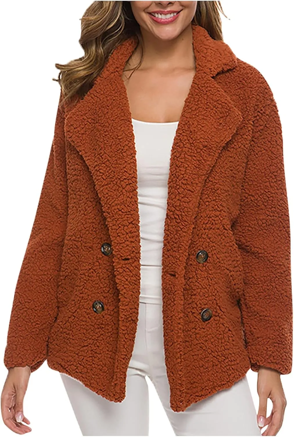 Fleece Winter Jacket for Women,Women's Fashion Casual Padded Thickened Lambswool Warm Fuzzy Sherpa Coats Cardigan