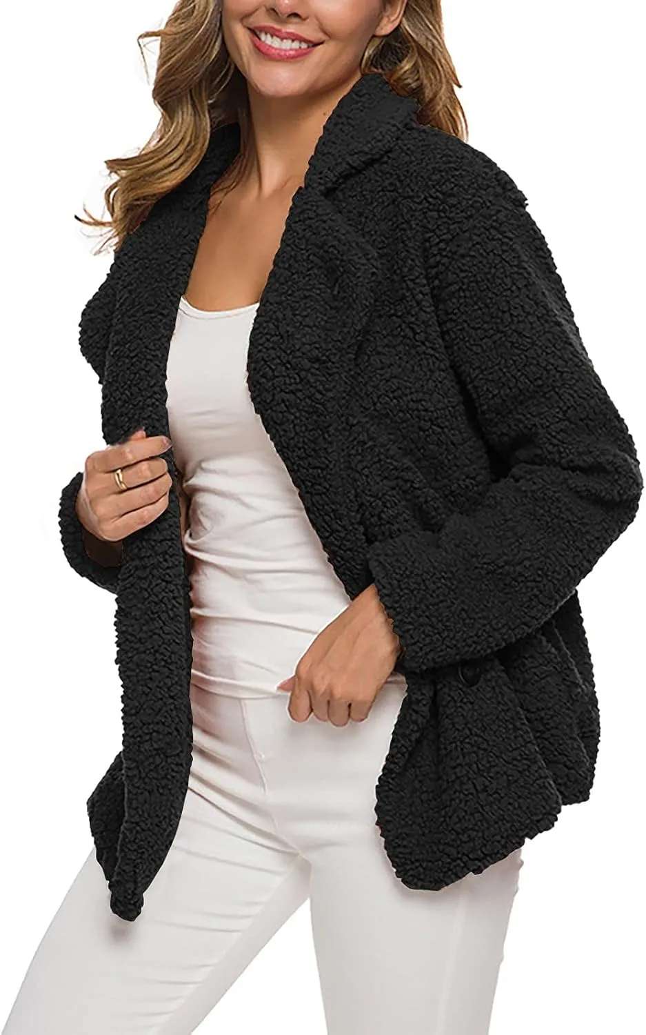 Fleece Winter Jacket for Women,Women's Fashion Casual Padded Thickened Lambswool Warm Fuzzy Sherpa Coats Cardigan