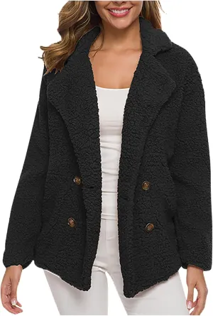 Fleece Winter Jacket for Women,Women's Fashion Casual Padded Thickened Lambswool Warm Fuzzy Sherpa Coats Cardigan