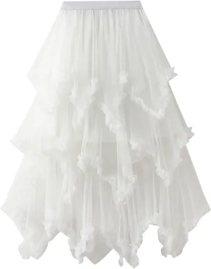 Flowy Skirt for Women Spring Elastic Women Mesh Solid Skirt A Line Color Waist Long Skirt High Skirt Womens