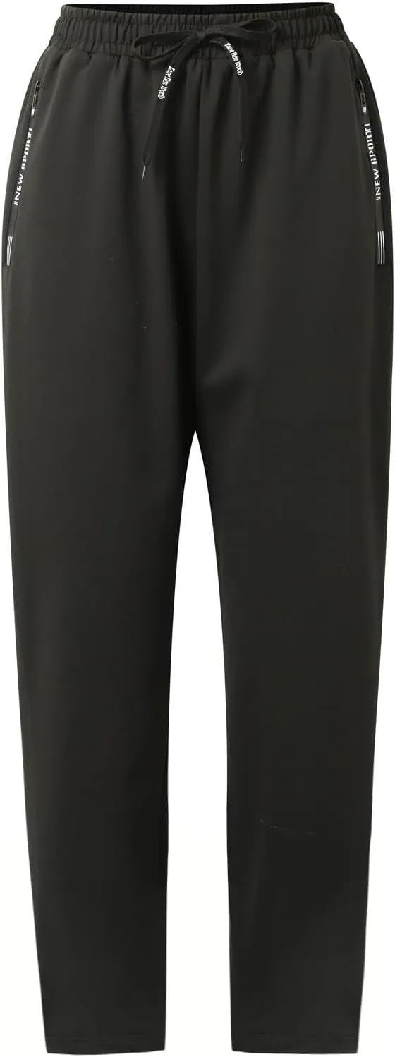 FZVYD Women's Athletic Pants Ice Silk Sweatpants Stretch Drawstring Jogger Running Trousers Summer Breathable Casual Pants