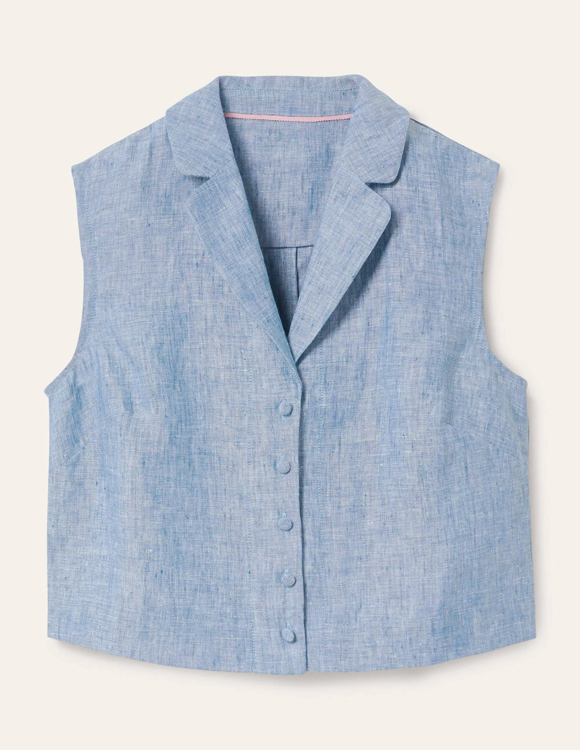 Georgina Linen Top-Authentic Blue Chambray