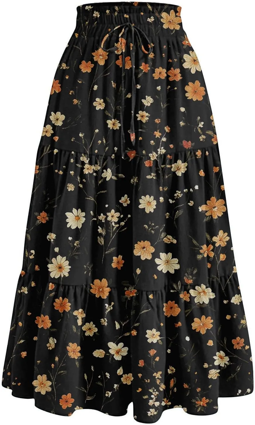 Gingham Skirt for Women High Waist A-Line Maxi Skirt Flowy Long Skirt Summer