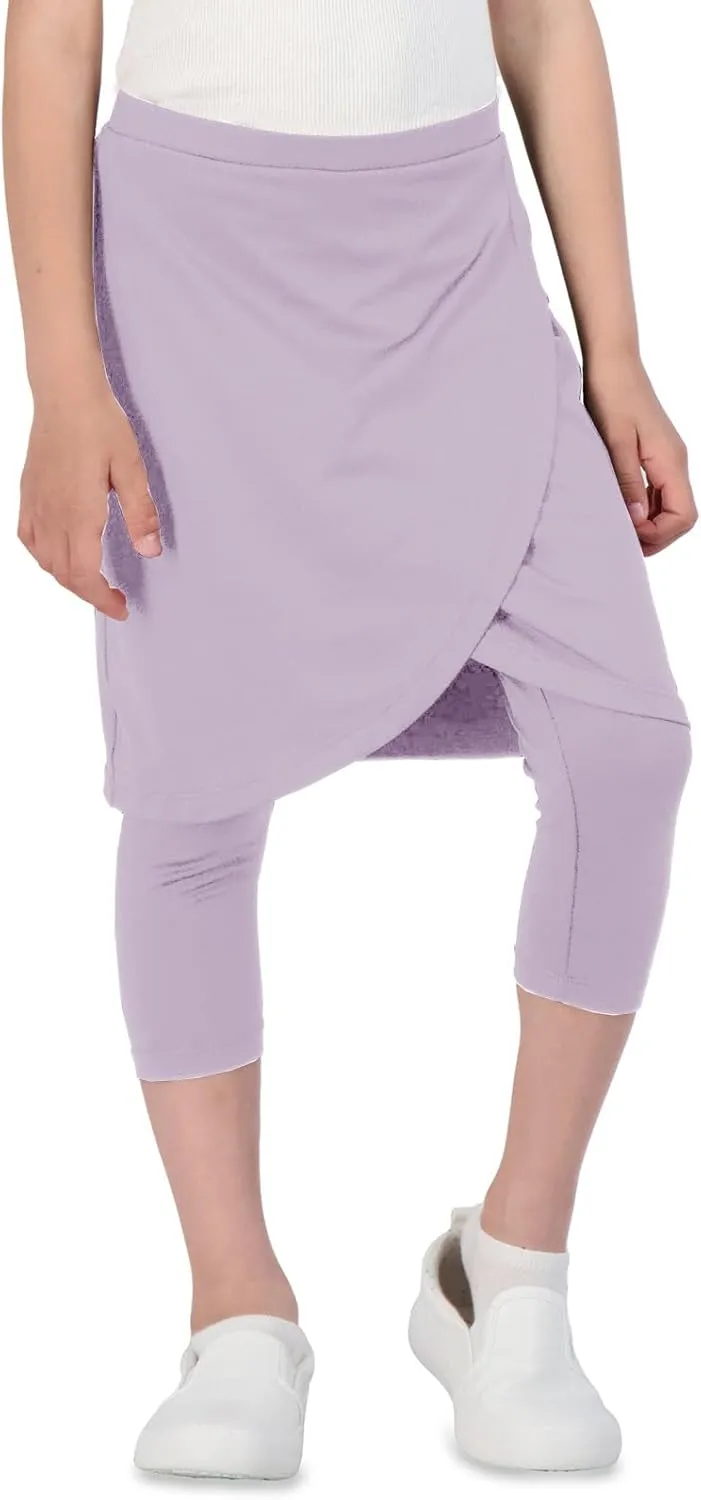 Girls High Elastic Waist Capri Pants Kids Cute Active Golf Tennis Skorts Leggings Skirts Trousers