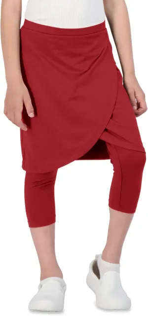 Girls High Elastic Waist Capri Pants Kids Cute Active Golf Tennis Skorts Leggings Skirts Trousers