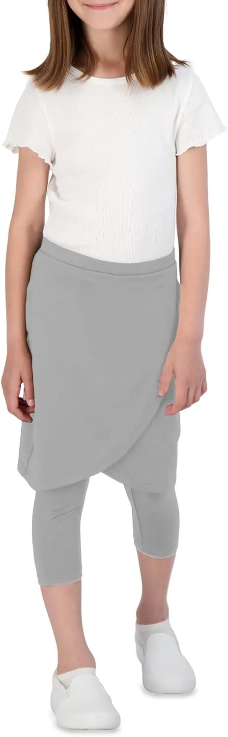 Girls High Elastic Waist Capri Pants Kids Cute Active Golf Tennis Skorts Leggings Skirts Trousers