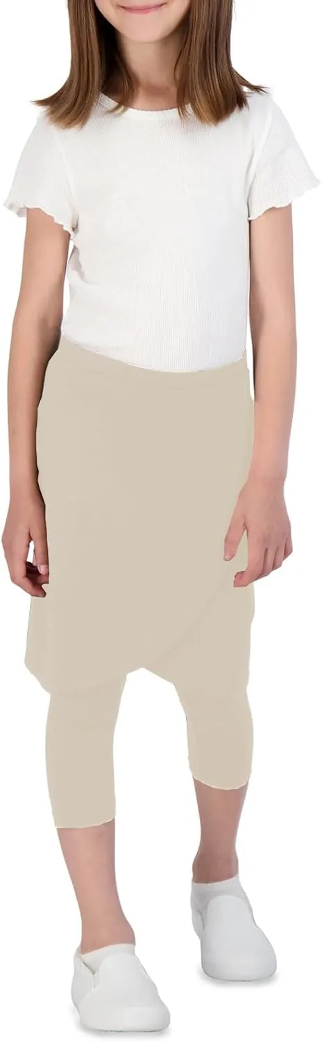 Girls High Elastic Waist Capri Pants Kids Cute Active Golf Tennis Skorts Leggings Skirts Trousers