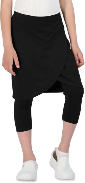 Girls High Elastic Waist Capri Pants Kids Cute Active Golf Tennis Skorts Leggings Skirts Trousers