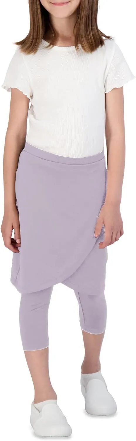 Girls High Elastic Waist Capri Pants Kids Cute Active Golf Tennis Skorts Leggings Skirts Trousers