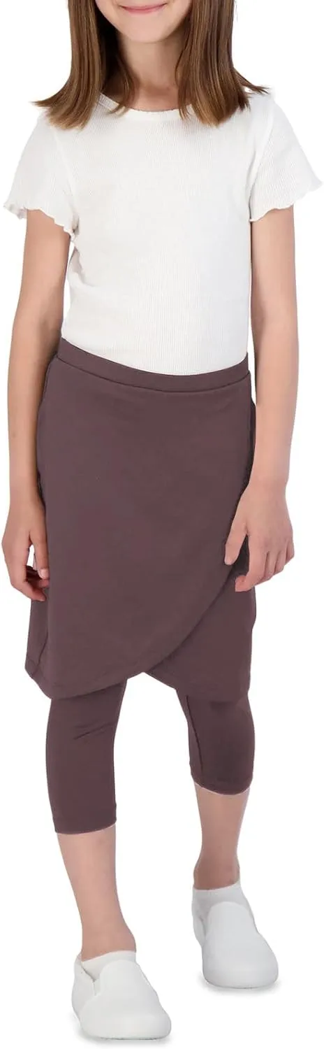 Girls High Elastic Waist Capri Pants Kids Cute Active Golf Tennis Skorts Leggings Skirts Trousers