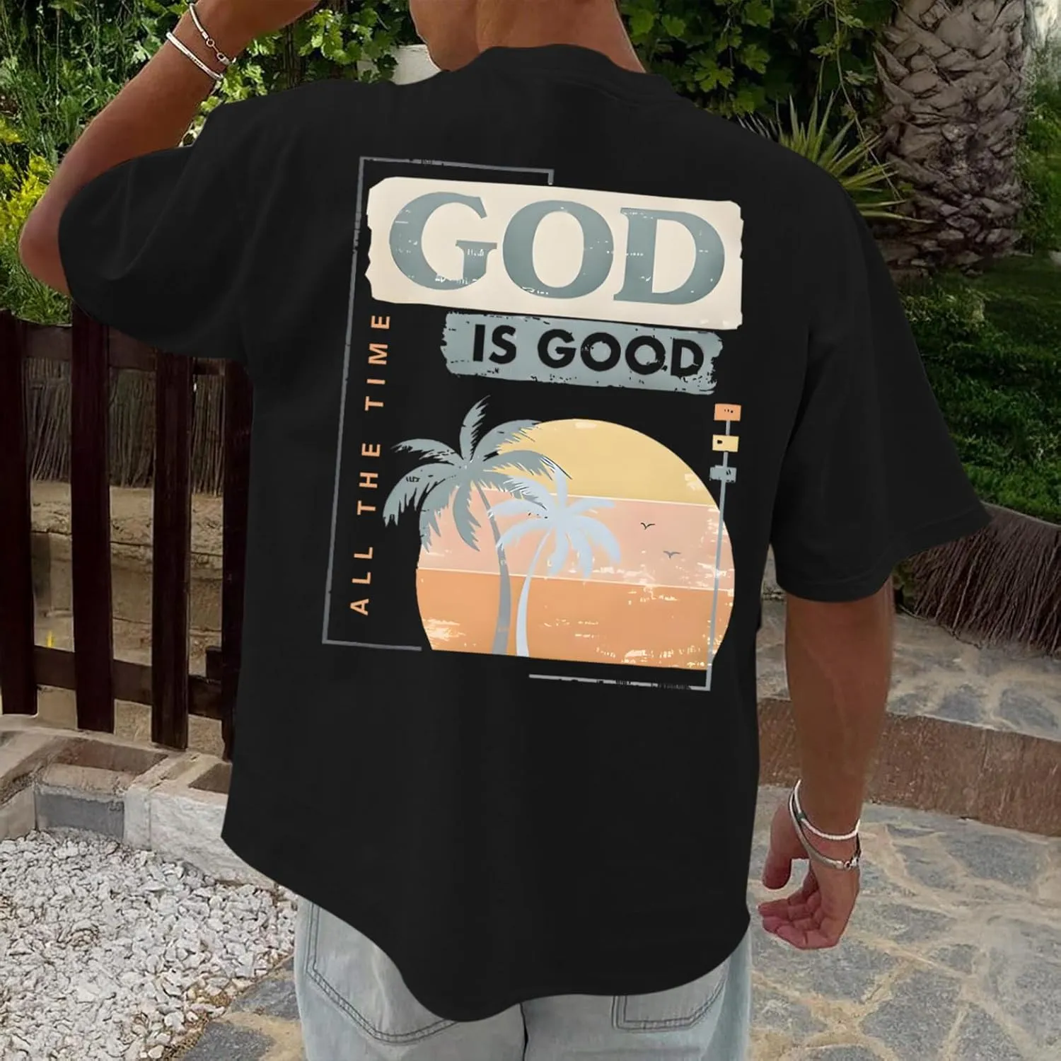 God is Good Christian Shirts for Men Hawaiian Beach Graphic Tees Shirt Oversized Faith Tshirt Summer Baggy Clothes