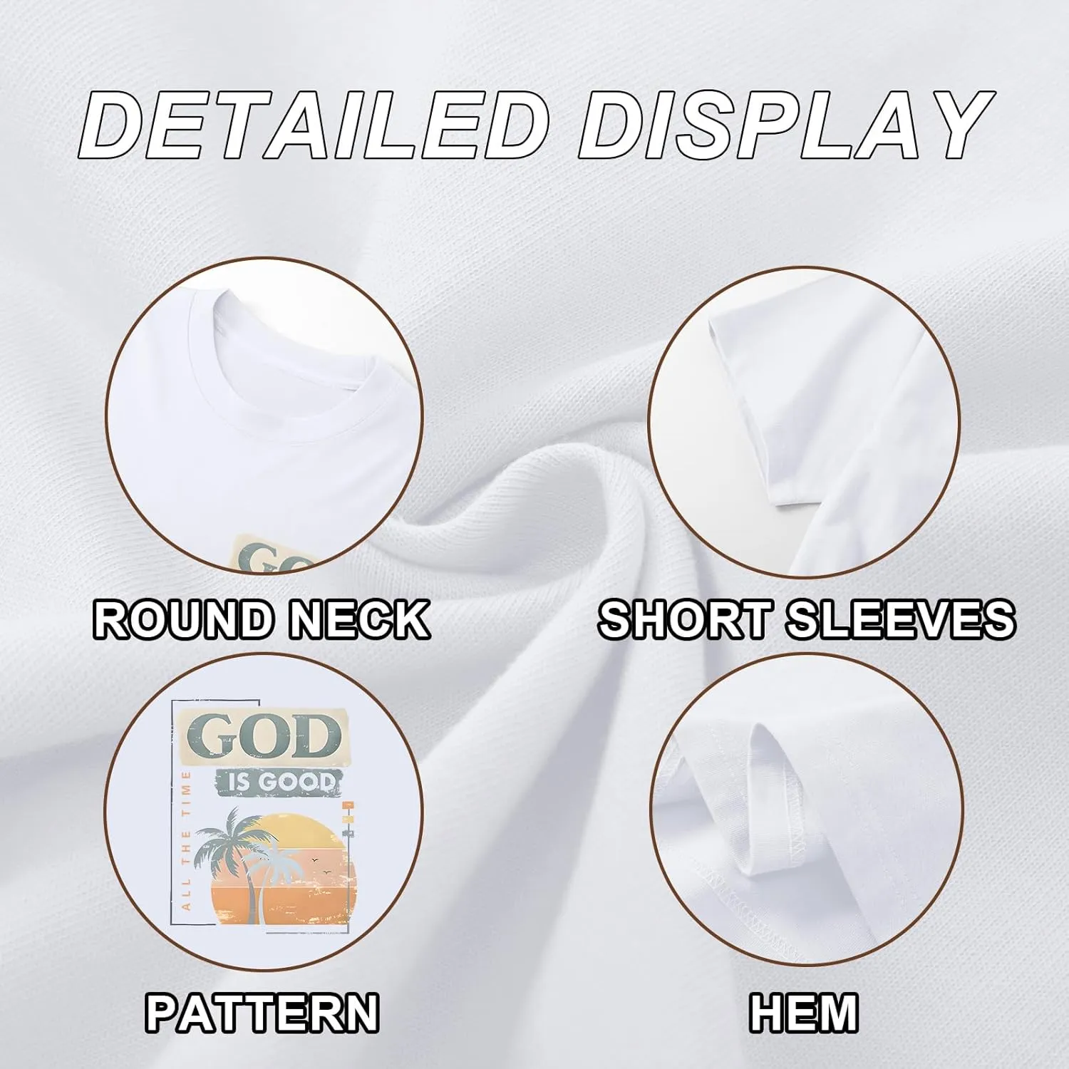 God is Good Christian Shirts for Men Hawaiian Beach Graphic Tees Shirt Oversized Faith Tshirt Summer Baggy Clothes