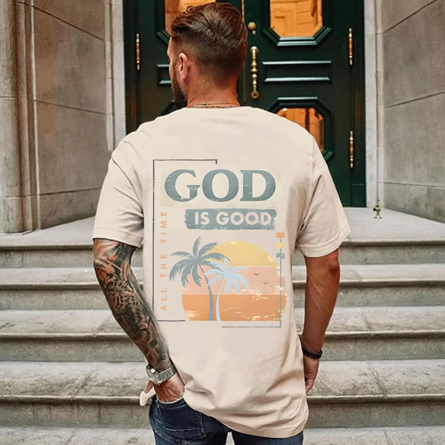 God is Good Christian Shirts for Men Hawaiian Beach Graphic Tees Shirt Oversized Faith Tshirt Summer Baggy Clothes