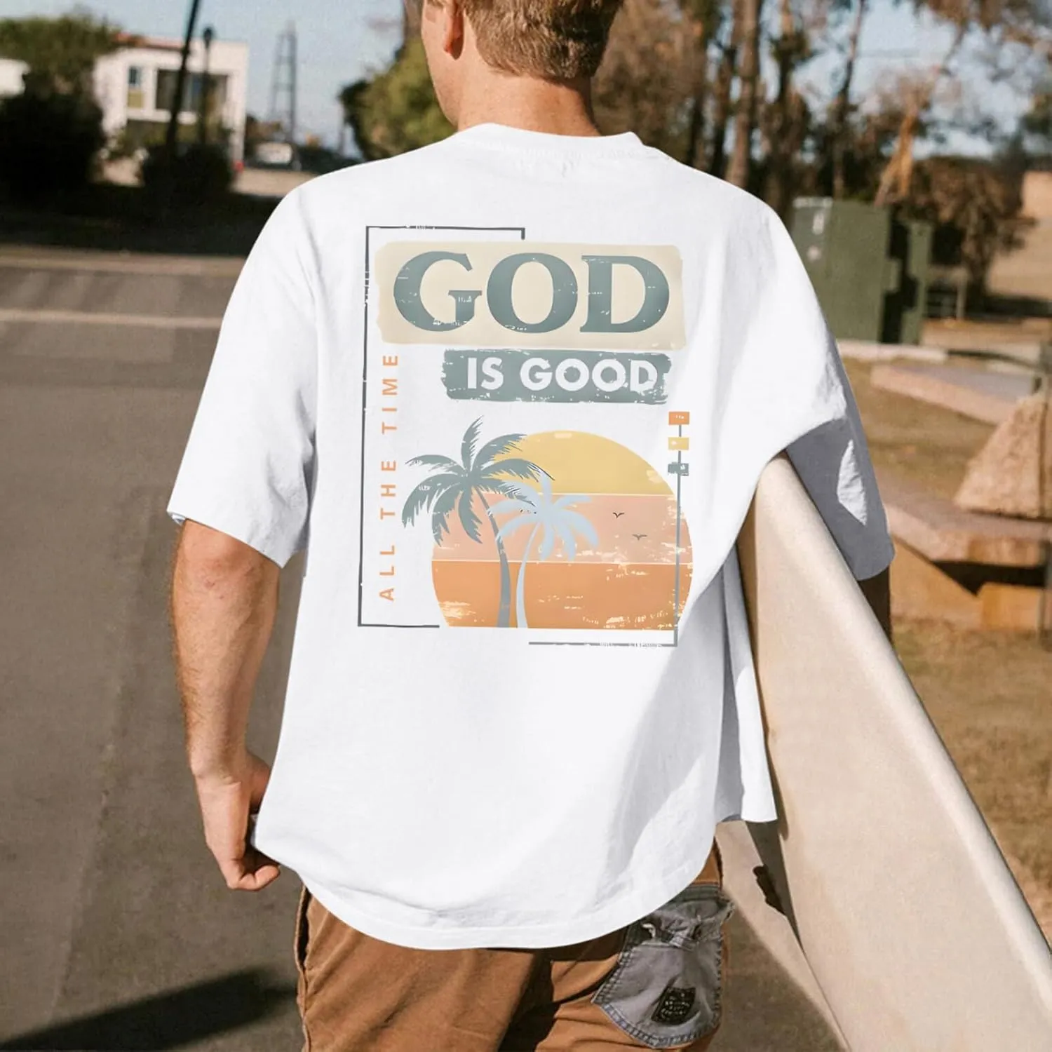God is Good Christian Shirts for Men Hawaiian Beach Graphic Tees Shirt Oversized Faith Tshirt Summer Baggy Clothes