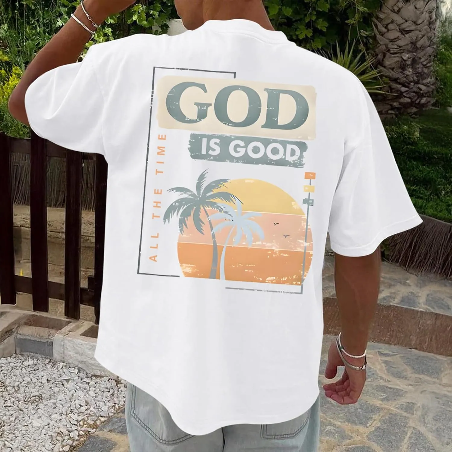 God is Good Christian Shirts for Men Hawaiian Beach Graphic Tees Shirt Oversized Faith Tshirt Summer Baggy Clothes
