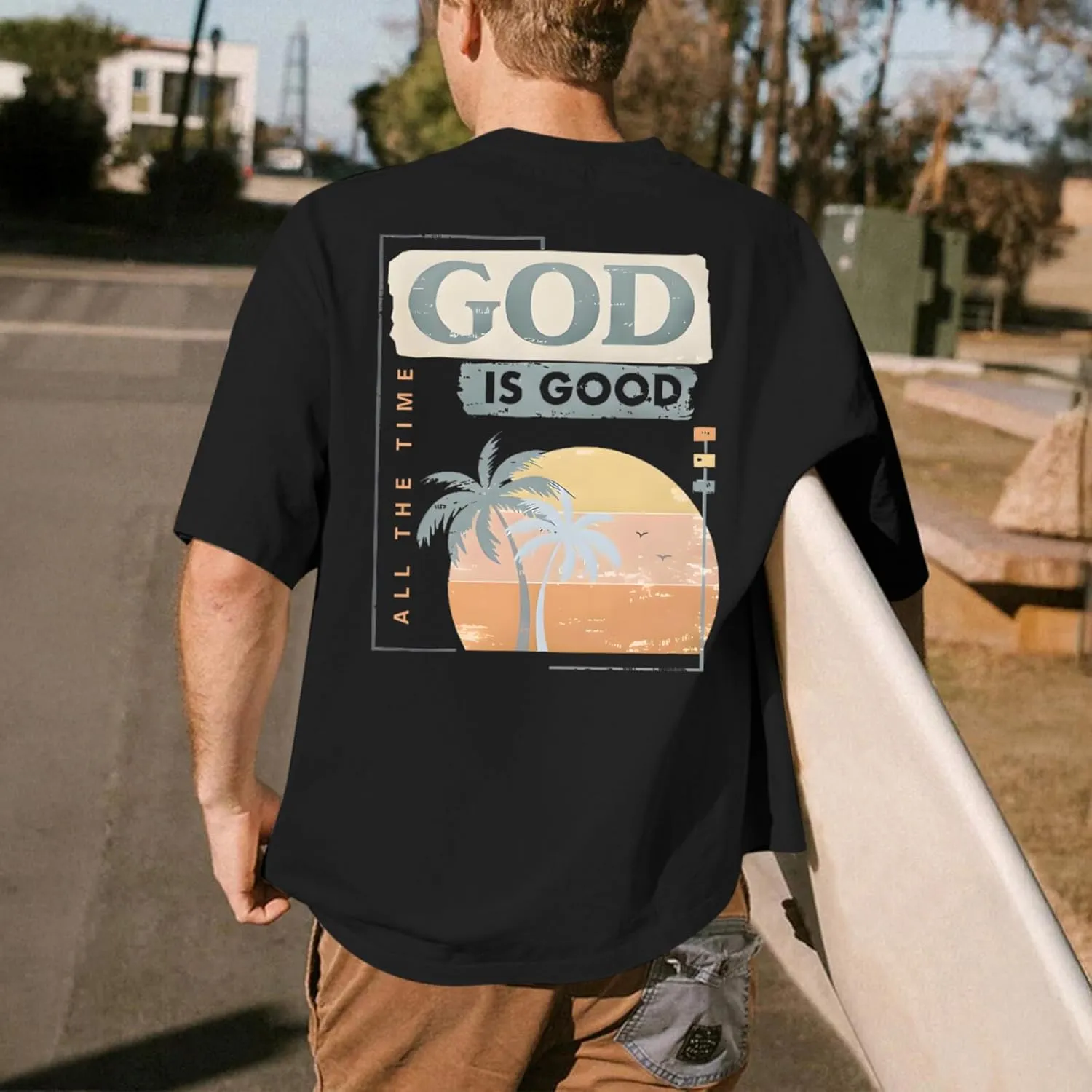 God is Good Christian Shirts for Men Hawaiian Beach Graphic Tees Shirt Oversized Faith Tshirt Summer Baggy Clothes