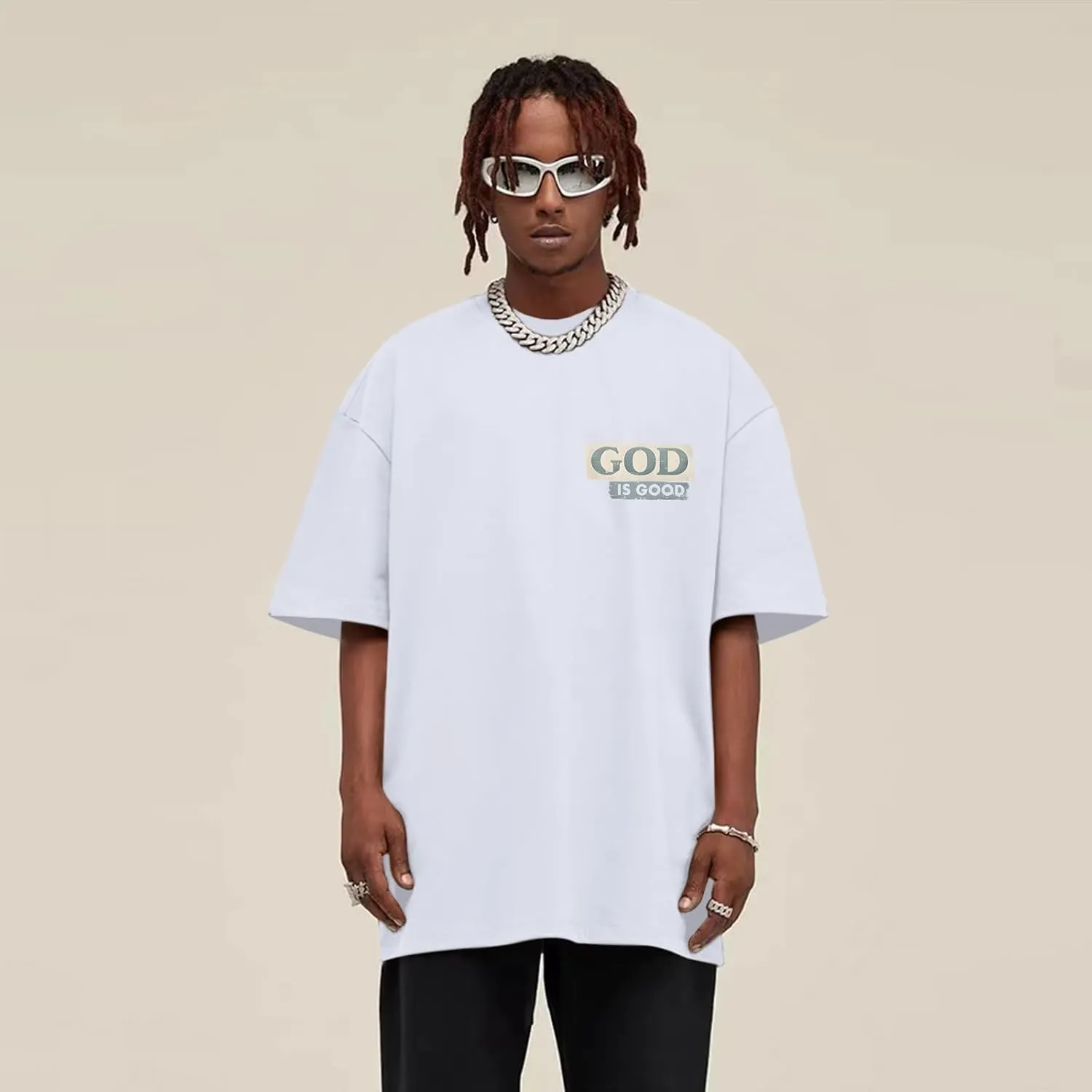 God is Good Christian Shirts for Men Hawaiian Beach Graphic Tees Shirt Oversized Faith Tshirt Summer Baggy Clothes