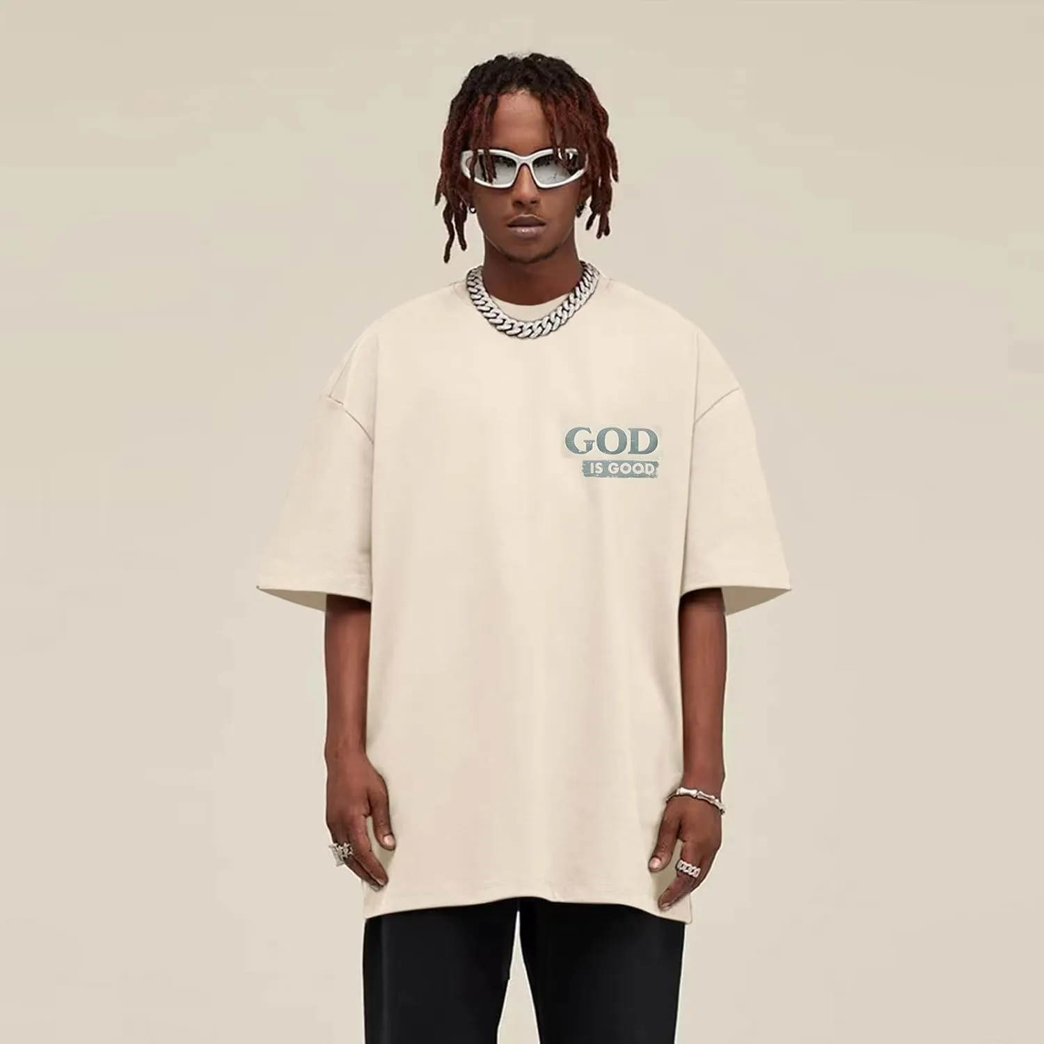 God is Good Christian Shirts for Men Hawaiian Beach Graphic Tees Shirt Oversized Faith Tshirt Summer Baggy Clothes