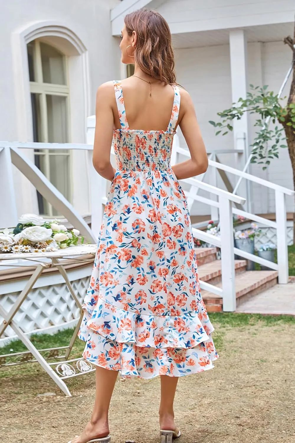 GRACE KARIN Women's 2025 Summer Floral Boho Dress Square Neck Strapped Swing A Line Sundress Beach Long Maxi Outfits