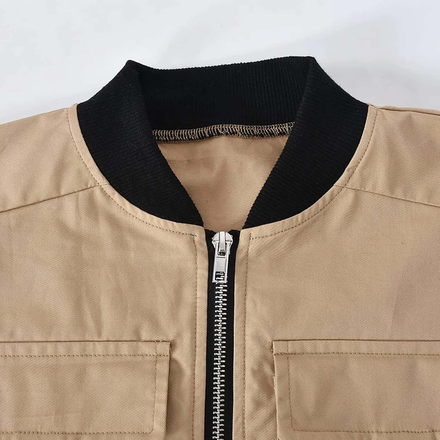 HaoMay Women's Y2K Cropped Buckle Vest Military Tactical Club Full-Zip Jacket