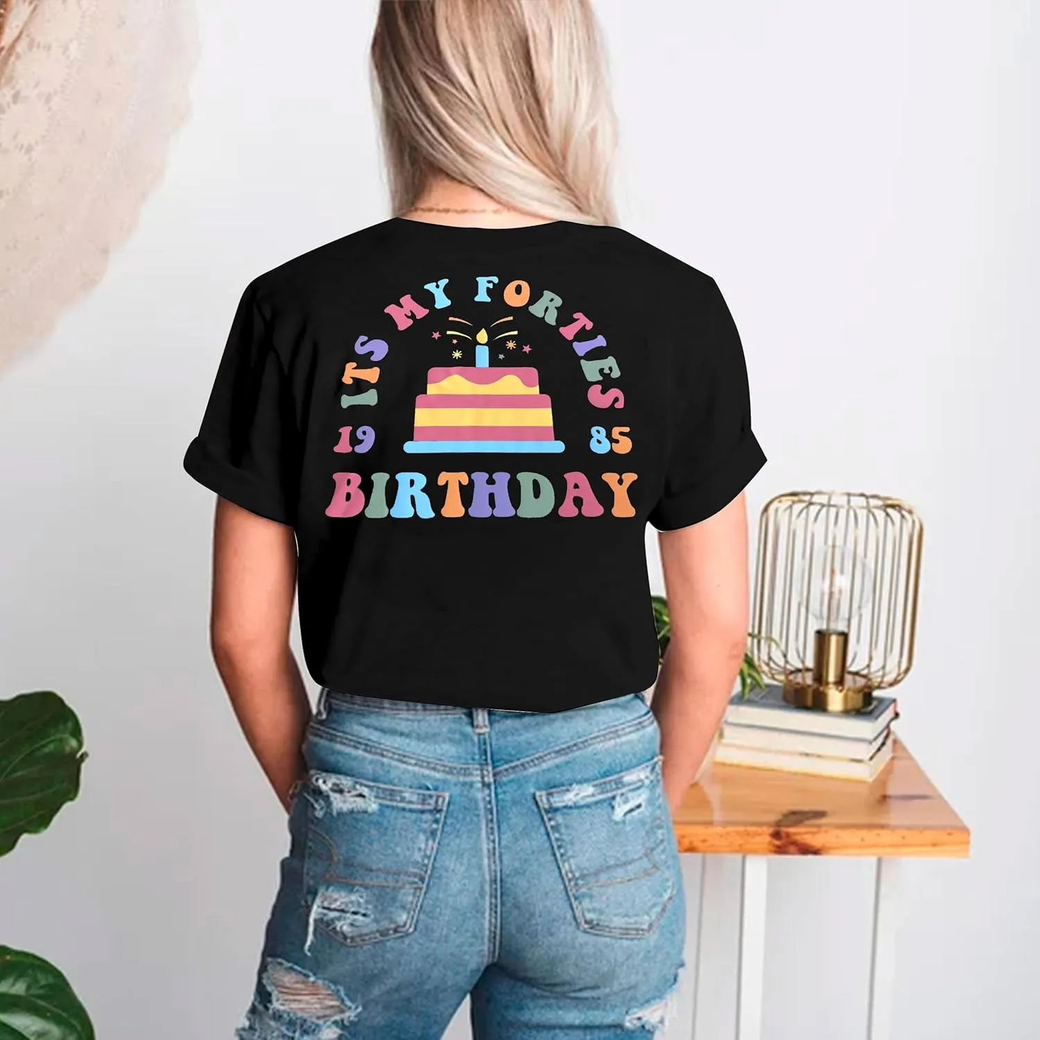 Happy Birthday Shirts for Women It's My 40th Birthday Shirt Vintage 1985 Shirt Short Sleeve Graphic Tee