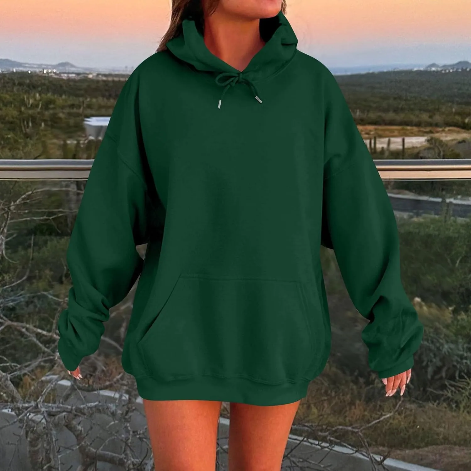 Hoodies for Women Trendy Plus Size Warm Fleece Hoodies Pullover Loose Off The Shoulder Sweatshirt Dress with Pocket