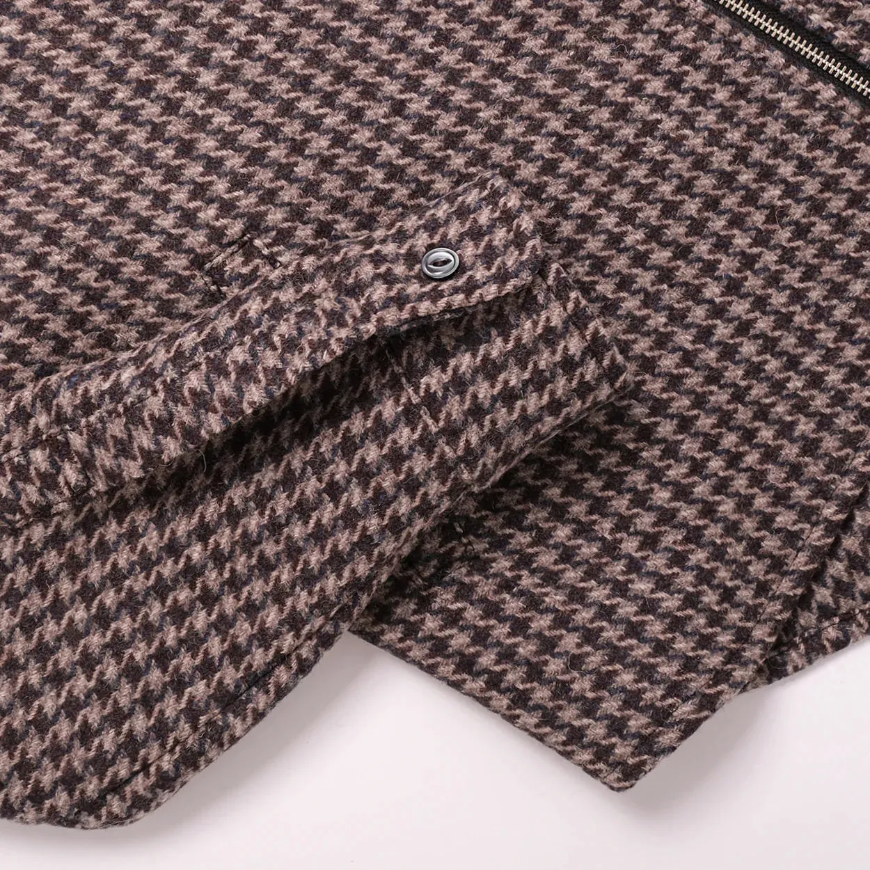 Houndstooth Wool Zip-Up Shirt