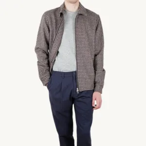 Houndstooth Wool Zip-Up Shirt