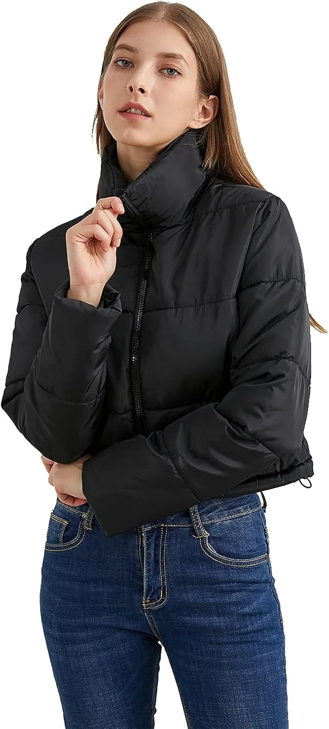 Hujoin Women's Crop Short Jacket Cropped Puffer Fashion Jackets for Women Warm Winter Lightweight Coat