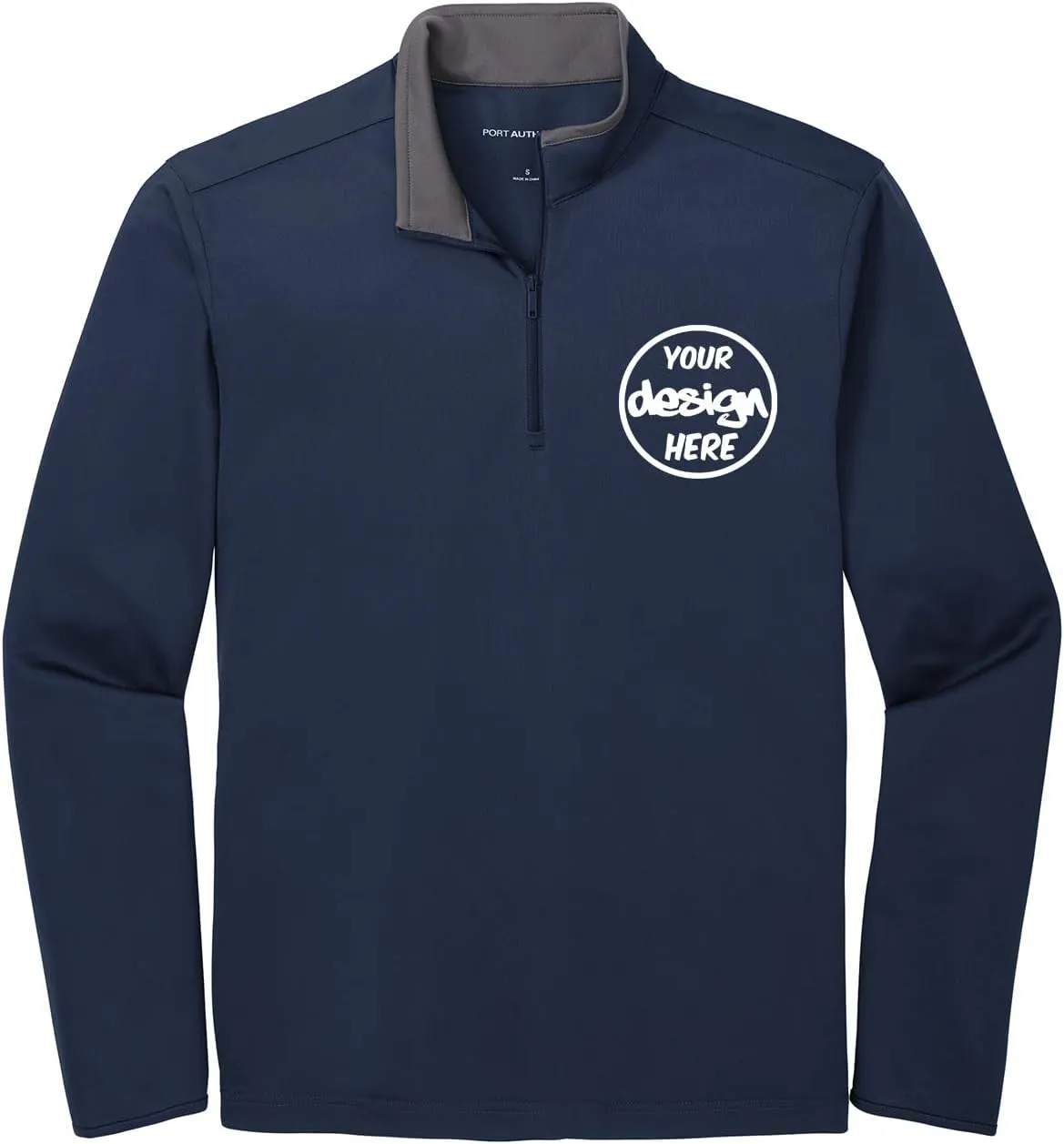 INK STITCH Men K584 Custom Embroidery Personalized Logo Texts Silk Touch Quarter Zip Pullover