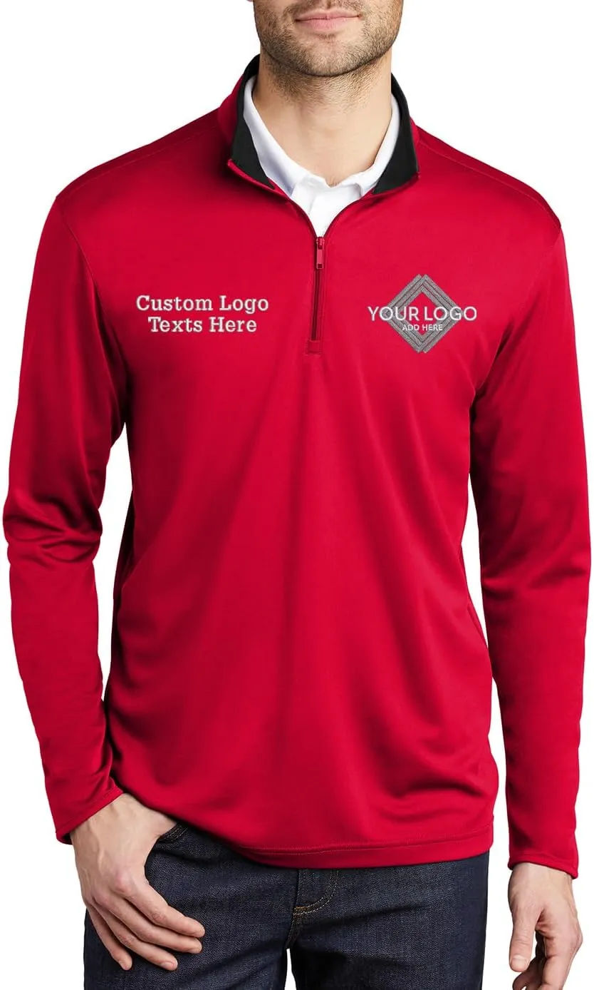 INK STITCH Men K584 Custom Embroidery Personalized Logo Texts Silk Touch Quarter Zip Pullover