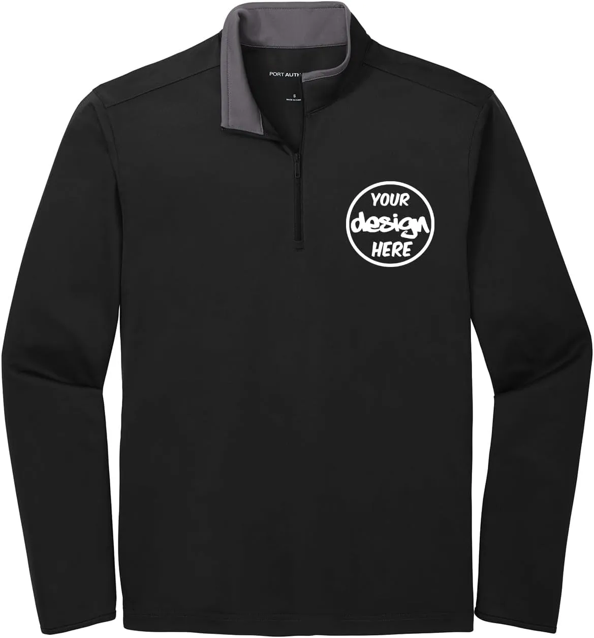 INK STITCH Men K584 Custom Embroidery Personalized Logo Texts Silk Touch Quarter Zip Pullover
