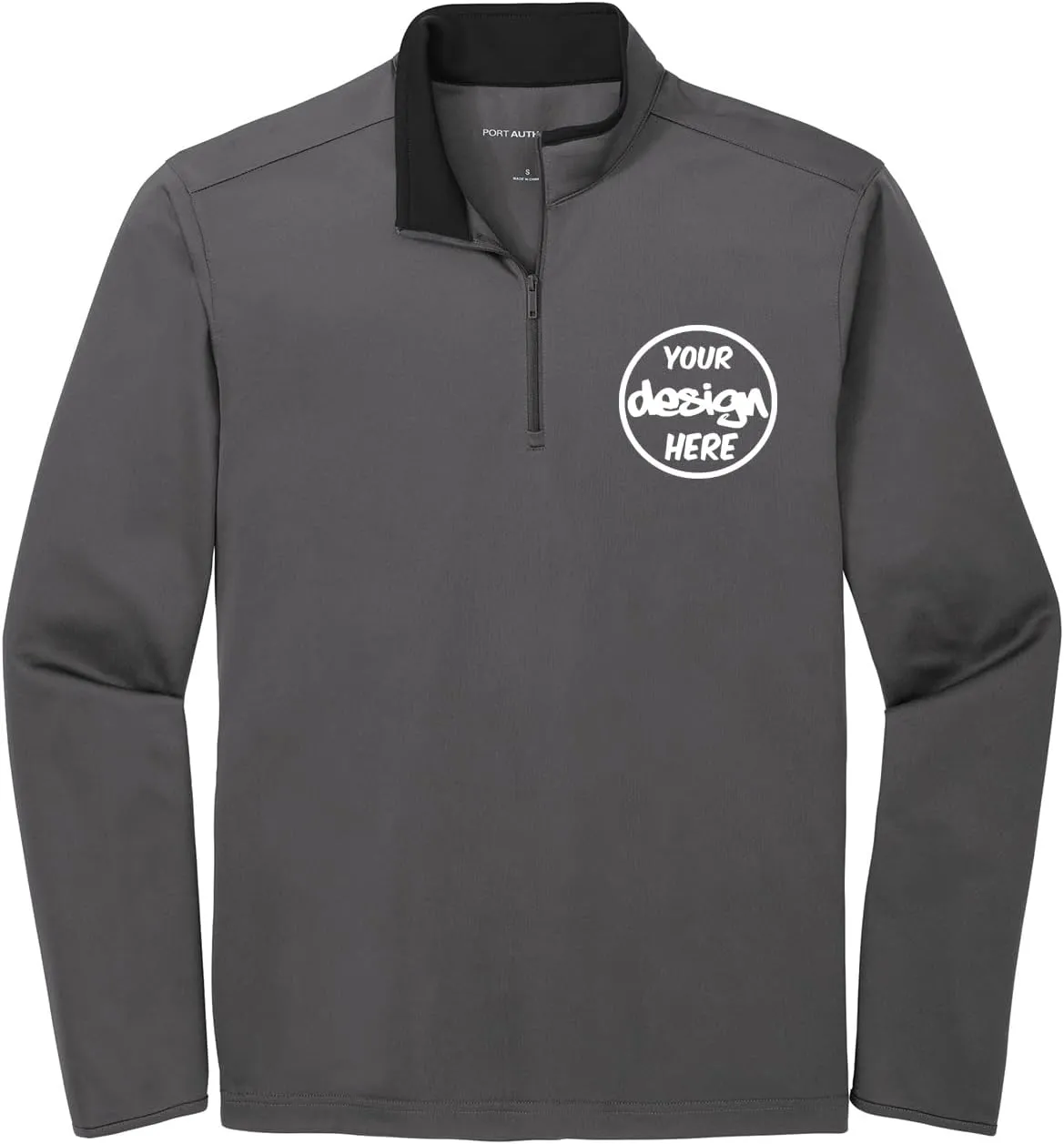 INK STITCH Men K584 Custom Embroidery Personalized Logo Texts Silk Touch Quarter Zip Pullover
