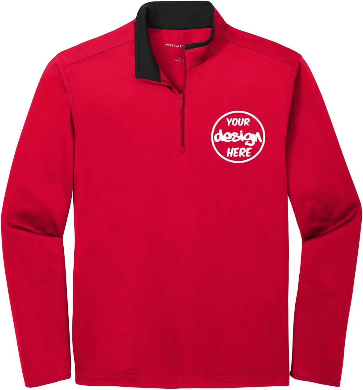 INK STITCH Men K584 Custom Embroidery Personalized Logo Texts Silk Touch Quarter Zip Pullover