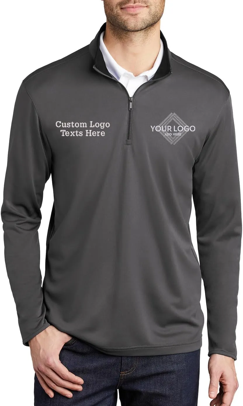 INK STITCH Men K584 Custom Embroidery Personalized Logo Texts Silk Touch Quarter Zip Pullover