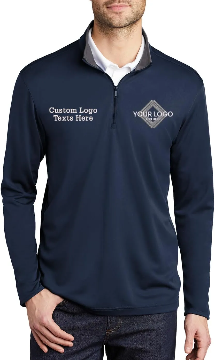 INK STITCH Men K584 Custom Embroidery Personalized Logo Texts Silk Touch Quarter Zip Pullover