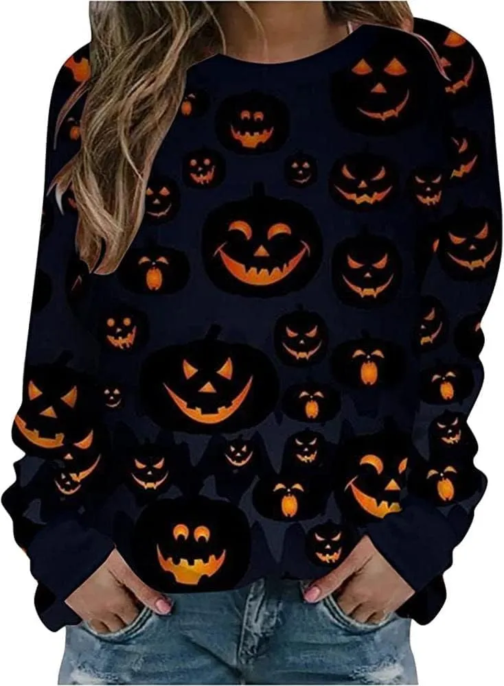 IWOLLENCE Women's Casual Vintage Western Printed Long Sleeve Crewneck Tops Floral Graphic Tee Shirt