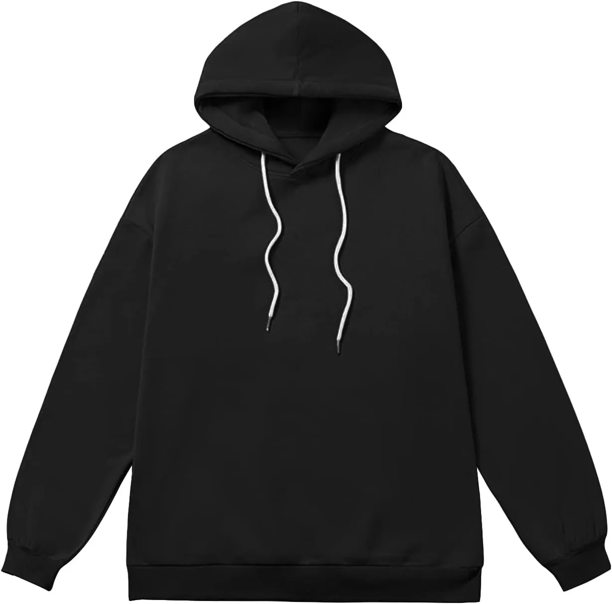 JEKE-DG Hoodies for Men Cool Street Pullover Top Oversized Solid Color Womens Sweatshirt Couple Lightweight Christmas Sweater (Large,Black)