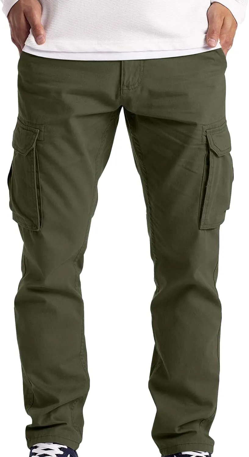 JEShifangjiusu Mens Wild Cargo Pants Stretch Hiking Work Pants Joggers Sweatpants Casual Slim Fit Chino Trousers With Pockets