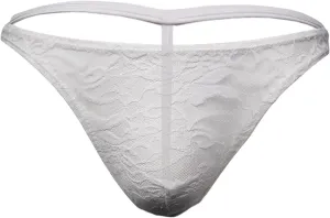 JEsilunmaMY Mens Lace Bikini Briefs Low Rise See Through Sissy Panties Underwear Backless Breathable Sheer T-Back Underpants