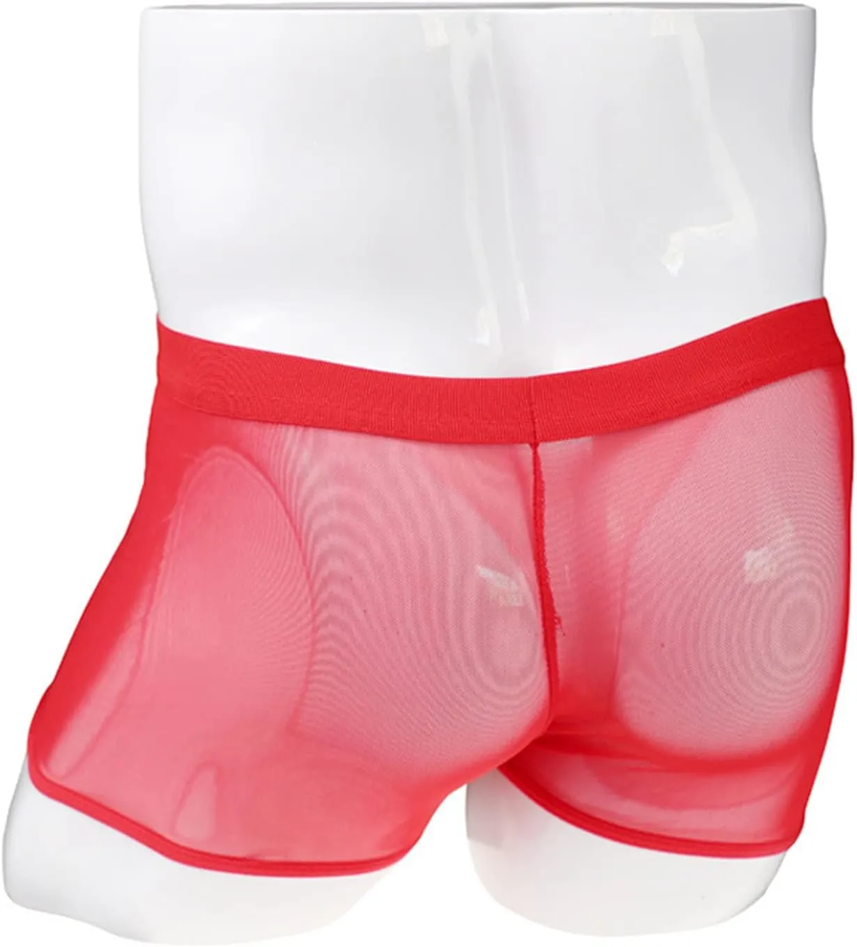 JEsilunmaMY See Through Underwear for Men Mid Waist Leather Zip Pouch Boxer Briefs Mesh Sheer Breathable Lingerie Shorts
