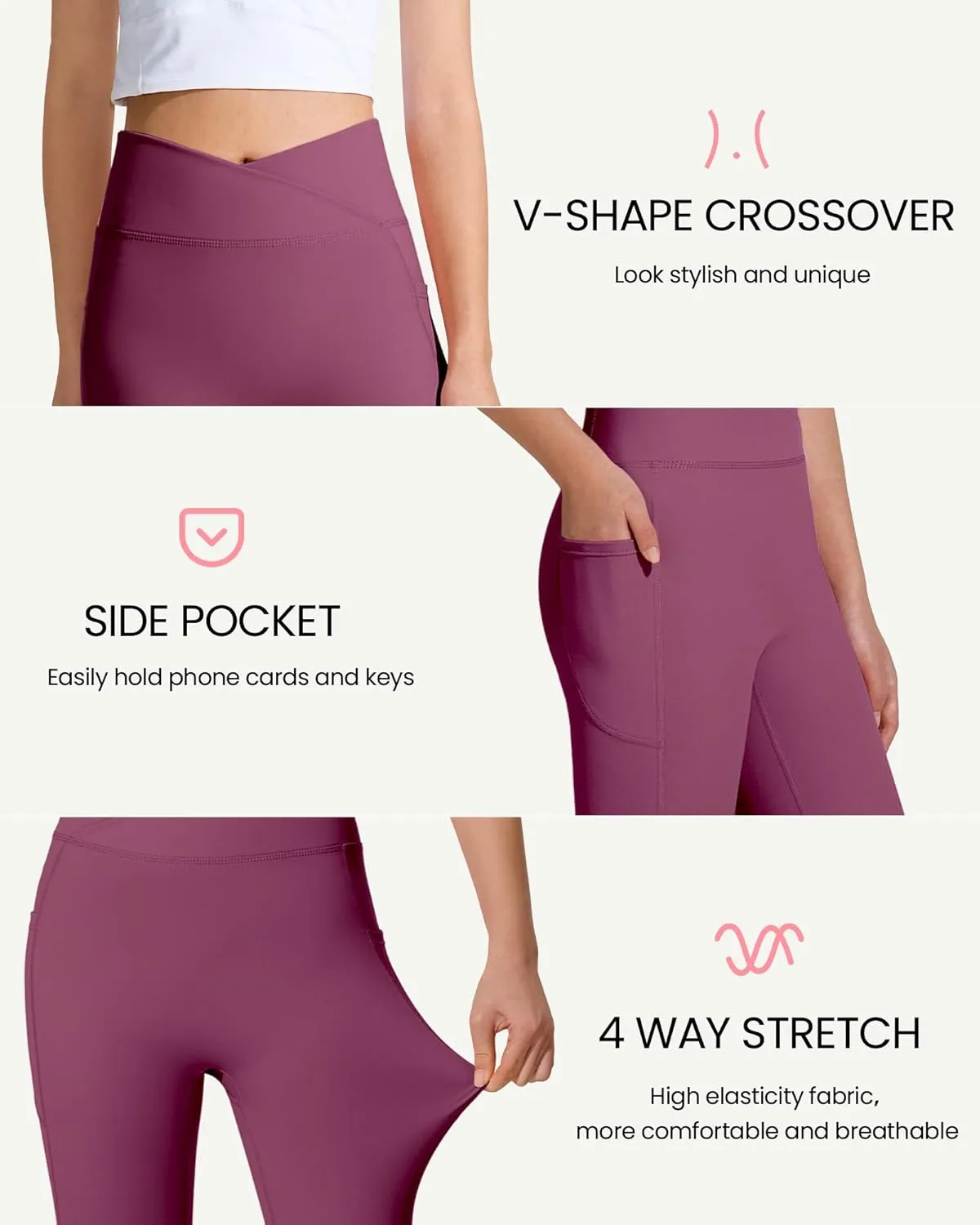 JOCMIC Girls Athletic Leggings Cross High Waist for Kids Yoga Dance Gym Pants with Pocket