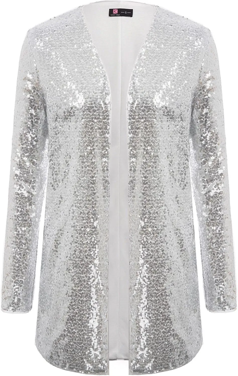 KANCY KOLE Women's Sequin Jacket Open Front Sparkly Jacket Blazer Casual Long Sleeve Cardigan Coat S-XXL