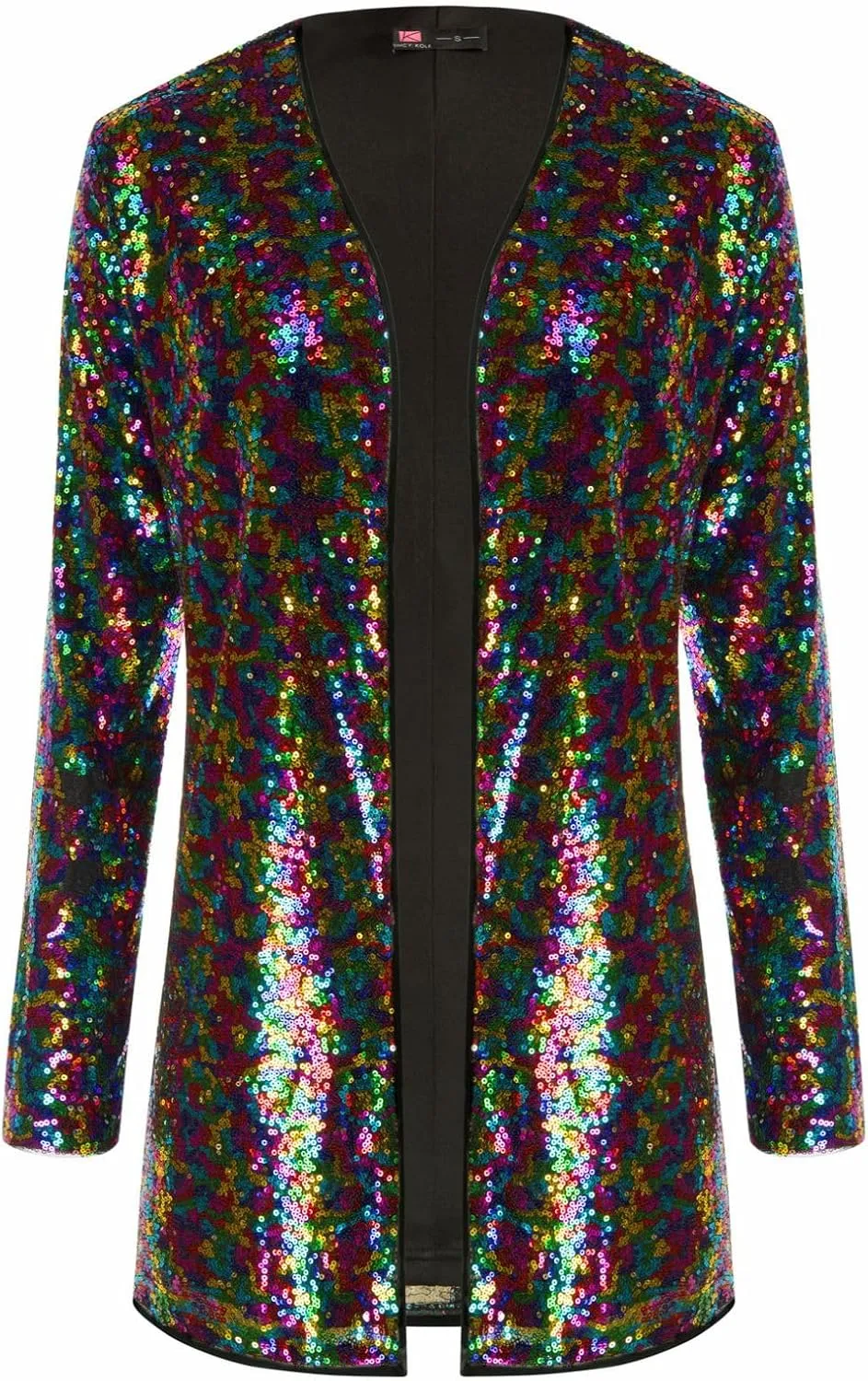 KANCY KOLE Women's Sequin Jacket Open Front Sparkly Jacket Blazer Casual Long Sleeve Cardigan Coat S-XXL