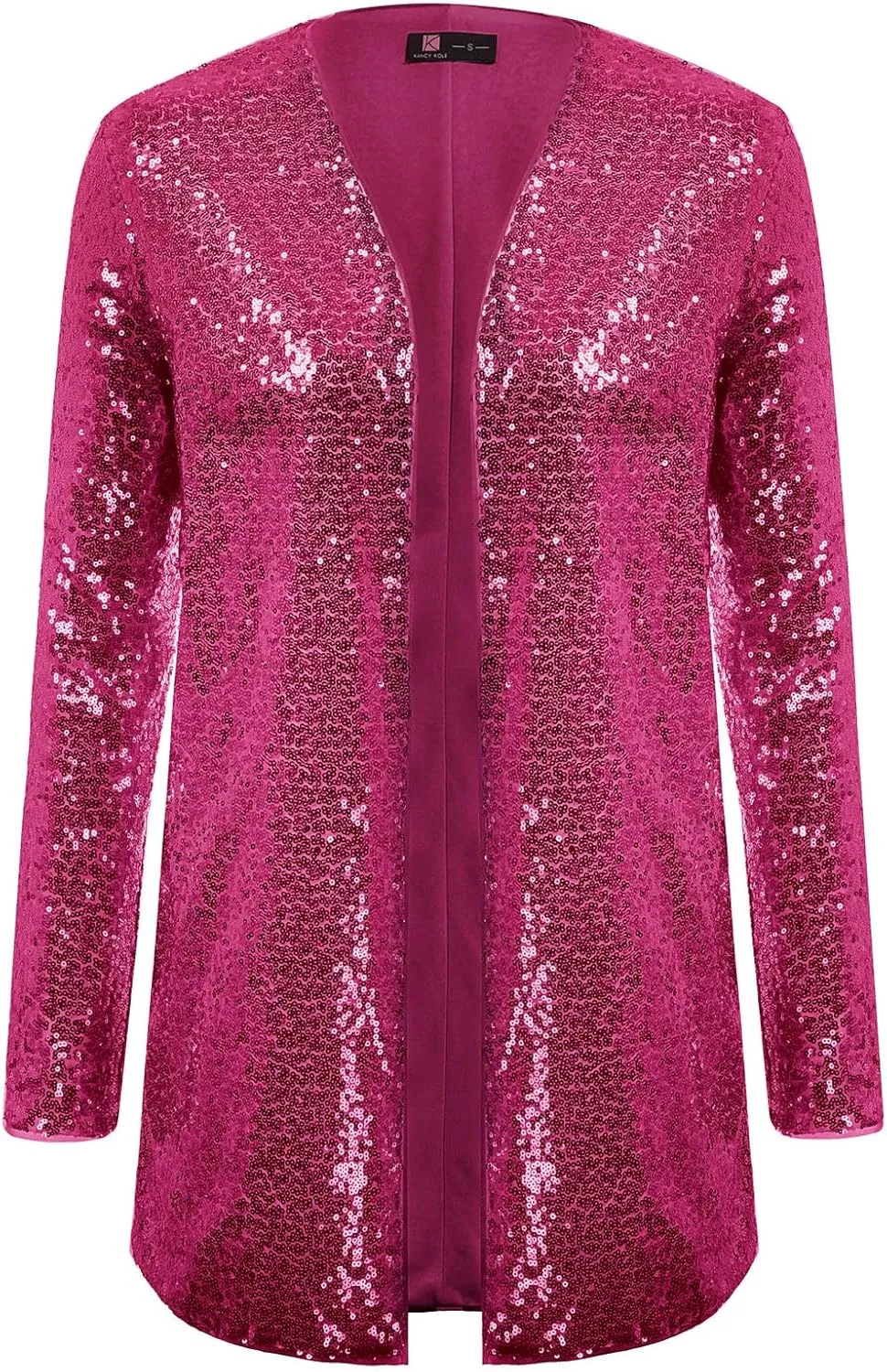 KANCY KOLE Women's Sequin Jacket Open Front Sparkly Jacket Blazer Casual Long Sleeve Cardigan Coat S-XXL