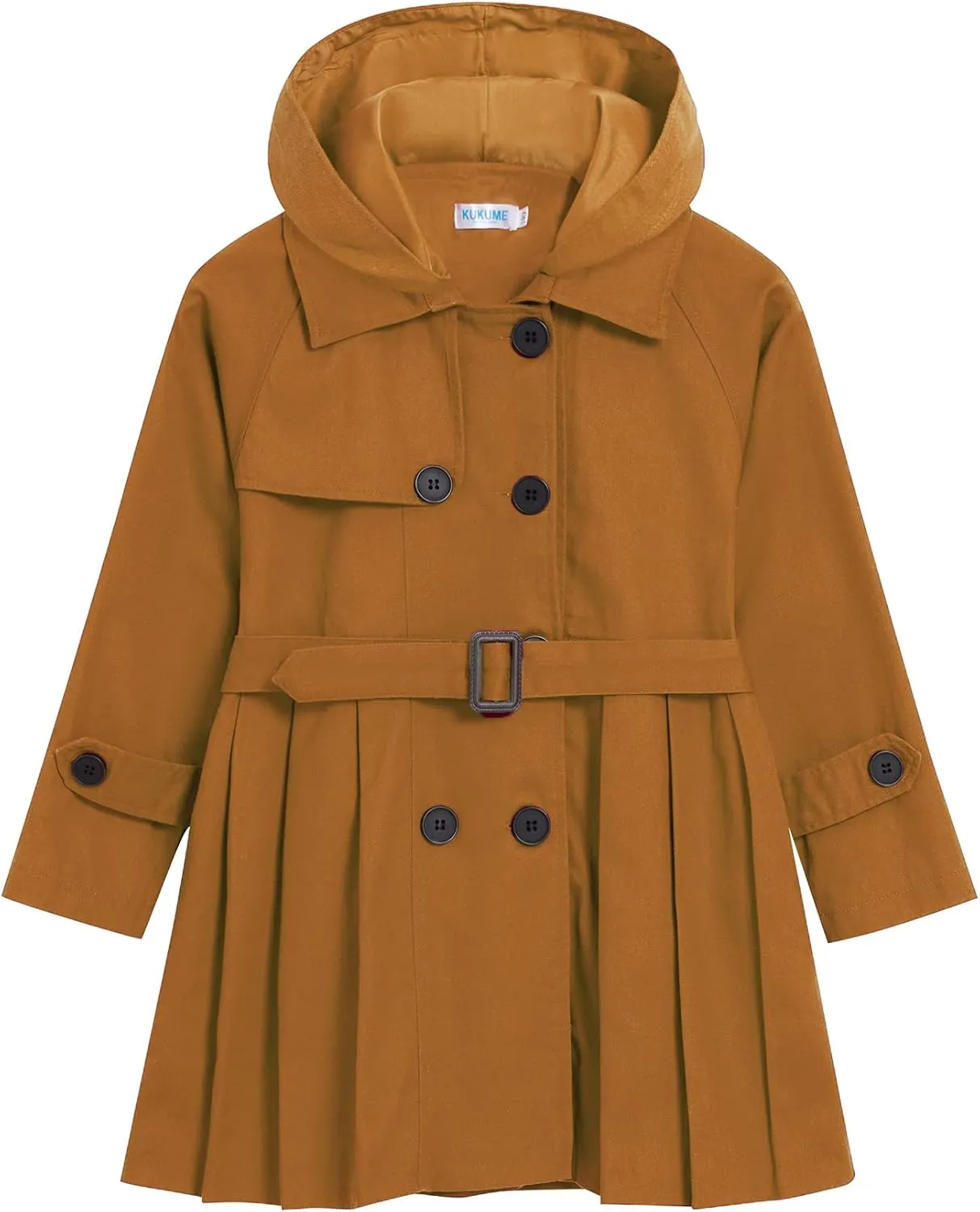 Kids Girls Outwear Jacket Hooded Lightweight Button Down Trench Coat Waterproof Active Windbreaker
