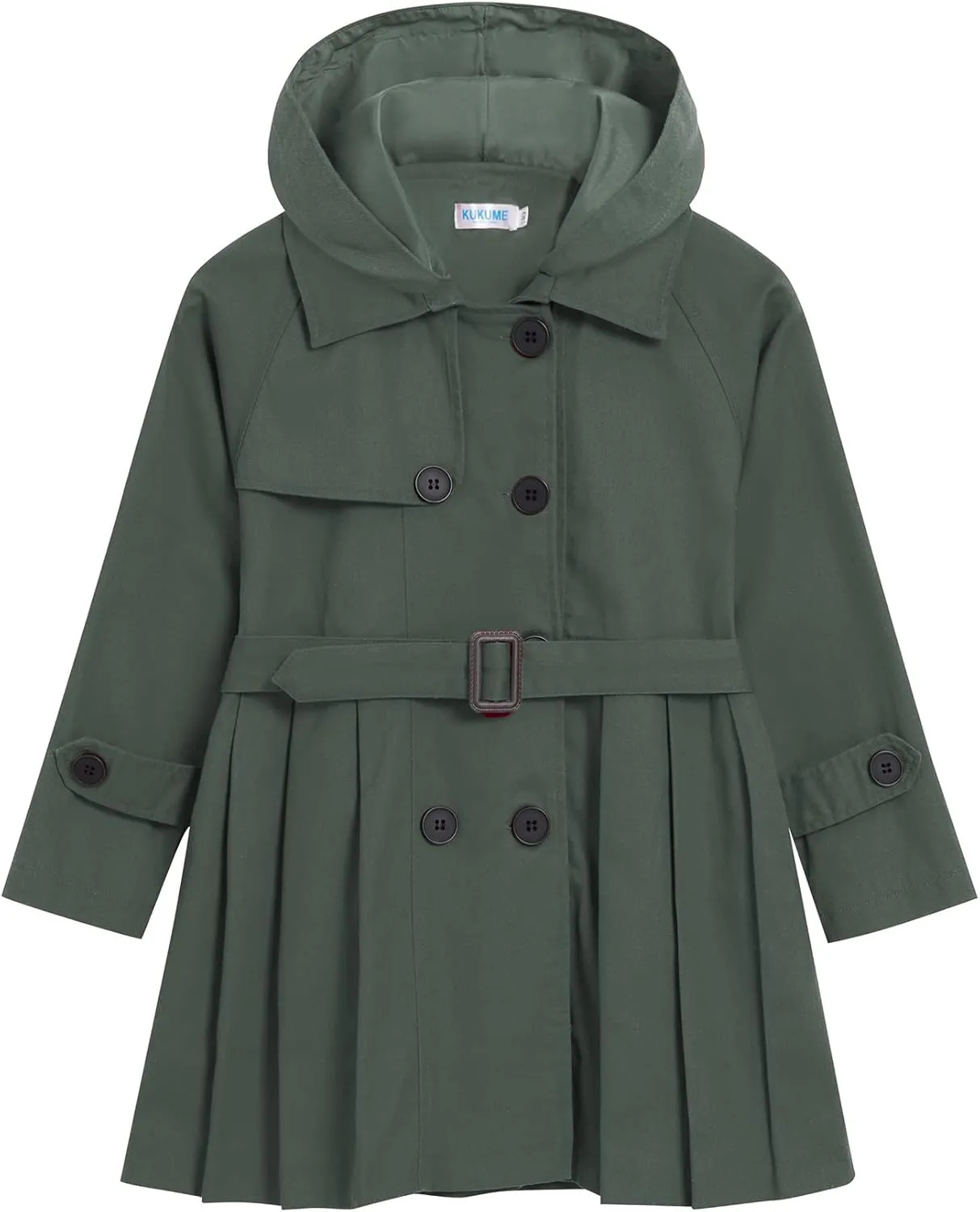 Kids Girls Outwear Jacket Hooded Lightweight Button Down Trench Coat Waterproof Active Windbreaker