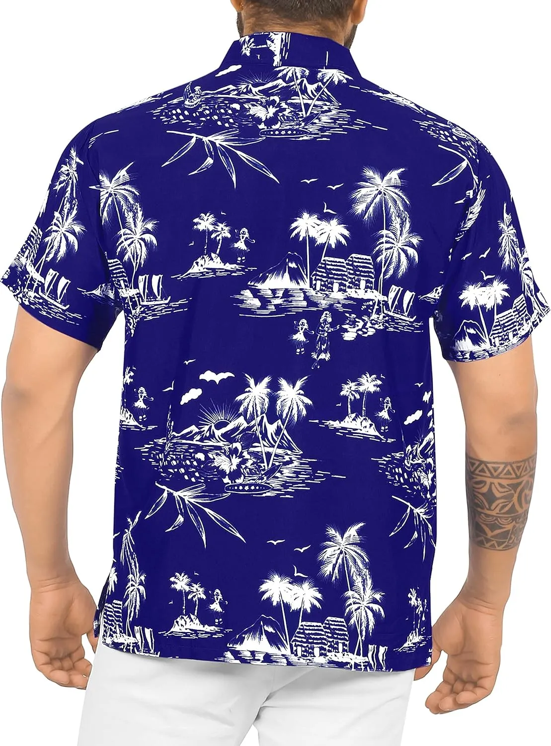 LA LEELA Men's Hawaii Shirt Button Down Cruise